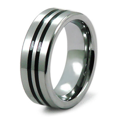 Womens Wedding Rings on Tungsten Carbide Double Black Stripe Wedding Ring