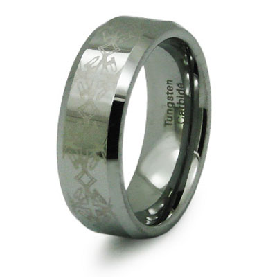 Tribal Laser Engraved Design 8mm Tungsten Band