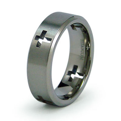 Wedding Bands Titanium on 7mm Christian Cross Titanium Wedding Band