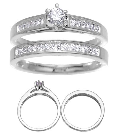14K White Gold Diamond Wedding Set 0.70ct 4.7gr