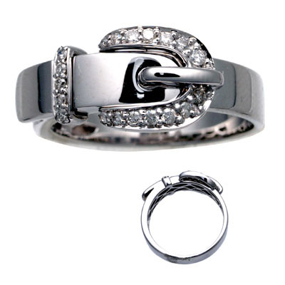  Diamond Ring on 14k White Gold Diamond Buckle Ring 4 6gr 0 17ct Diamonds   346 95 Buy