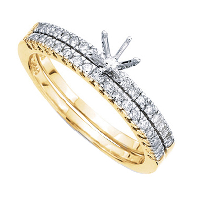 14k Yellow Gold Diamond Wedding Set Mounting 0.25ctw