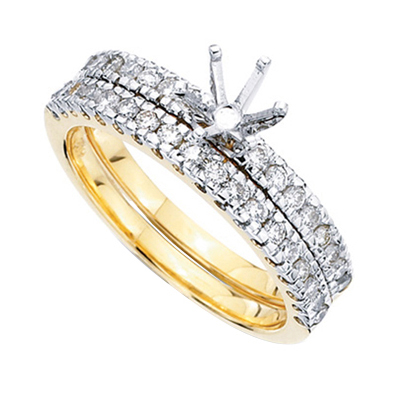 Yellow Gold 14k Wedding Set Diamond Setting 0.50ctw