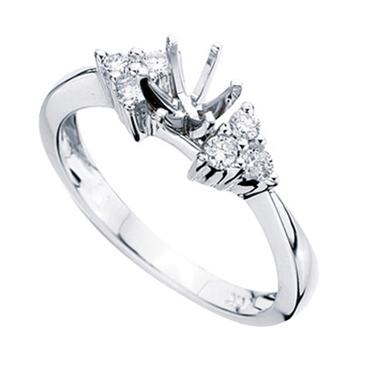 14k White Gold Diamond Cluster Engagement Ring Setting 0.19ctw 14k White Gold Diamond Cluster Engagement Ring Setting 0.19ctw
