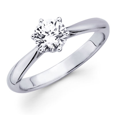 14K White Gold Round Diamond Solitaire Rings