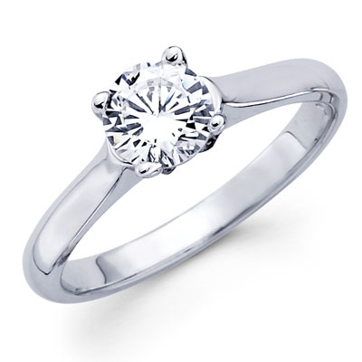 14K White Gold Round Diamond Solitaire Rings