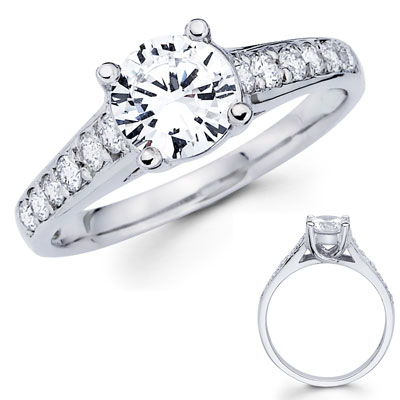 Classic 14K White Gold Round Diamond Engagement Ring