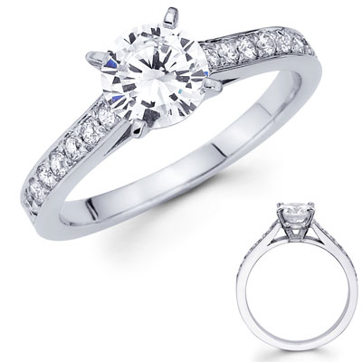 Classic 14K White Gold Round Diamond Engagement Ring