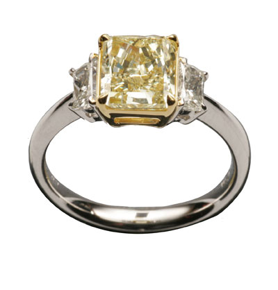 Radiant Fancy Yellow Diamond Engagement Ring