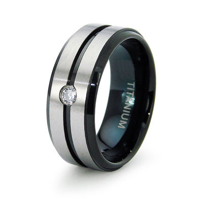 CZ Black Titanium 8mm Wedding Band