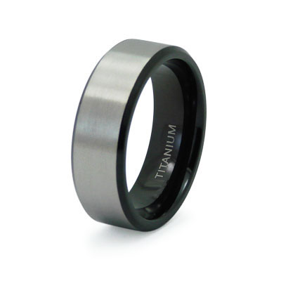 Black Titanium Wedding Rings on Satin Finish Black Titanium Wedding Band