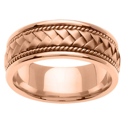 8.50mm 14K Rose Gold Hand Braided Wedding Band