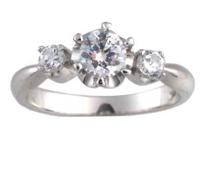 14k White Gold Fancy CZ Flower Ring