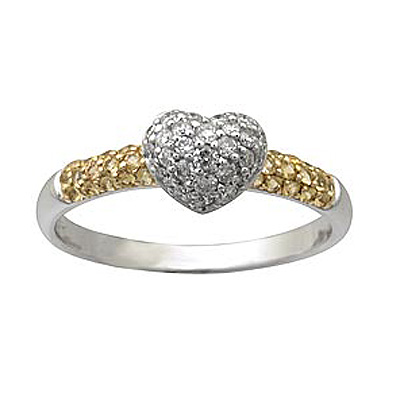 Diamond Heart and Yellow Sapphire Ring yellow sapphire ring