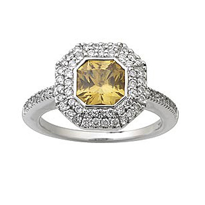 Yellow Sapphire and Diamond Ring