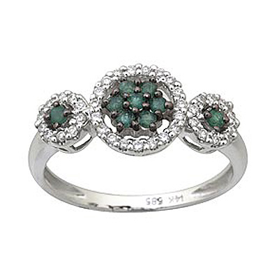 Emerald and Diamond Circle Ring