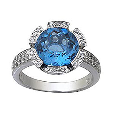 Round Blue Topaz Ring