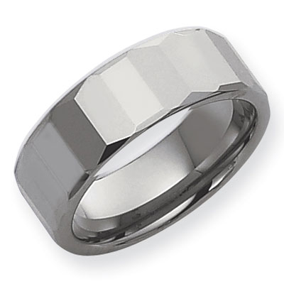 8mm Faceted Polished Tungsten Band