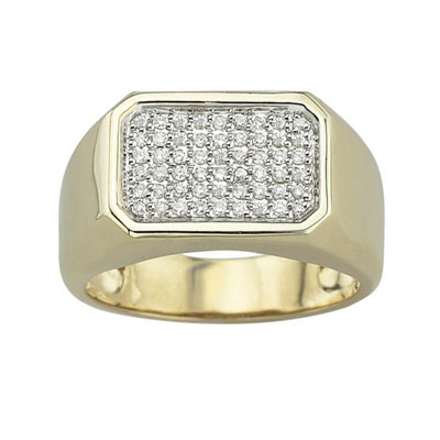 Pave Set Diamond 14K Yellow Gold Ring