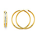 Medium Round CZ Hoop Earrings - 14K Yellow Gold 1.38 inch thumb 0