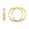Medium Round CZ Hoop Earrings - 14K Yellow Gold 1.38 inch