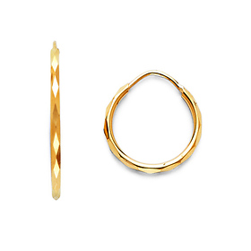 Faceted Endless Mini Hoop Earrings - 14K Yellow Gold 1.5mm x 0.5 inch
