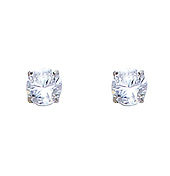 0.20 Carat Birthstone Cubic Zirconia Silver Earrings (Different birthstones available)