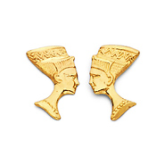 14K Yellow Gold Egyptian Nefertiti Stud Earrings
