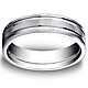 6mm Flat Striped Comfort Fit 14K White Gold Benchmark Wedding Ring thumb 0