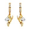 14K Two-Tone Gold CZ Angel Huggie Earrings