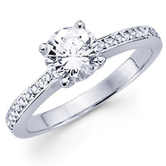 Classic 14K White Gold Channel Set Diamond Engagement Ring