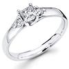 Three Stone Princess & Round Diamond Bridal Engagement Ring (0.37 ctw)