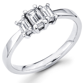 Three Stone Emerald Cut Diamond Engagement Ring 0.52 ctw