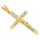 Large Floral Channel-Set CZ Crucifix Pendant in 14K Yellow Gold thumb 0