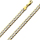 6mm 14K Two Tone Gold Men's White Pave Curb Cuban Link Chain Necklace 20-26in thumb 0