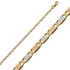 2mm 14K Tricolor Gold Pave Valentino Chain Necklace 16-24in