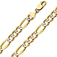8.5mm 14K Two Tone Gold Men's Pave Figaro Link Chain Necklace 22-26in thumb 0