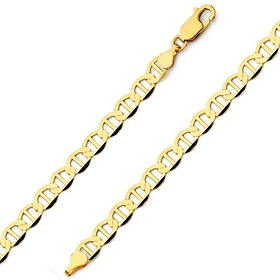 5.5mm 14K Yellow Gold Men's Flat Mariner Chain Bracelet 7.5in