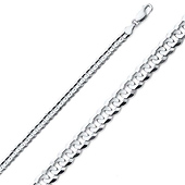 3.5mm Sterling Silver Curb Cuban Link Chain Bracelet 7in