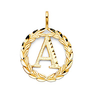 Circling Ivy Initial Pendant Charm in 14K Yellow Gold - Small