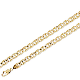 7mm 14K Yellow Gold Men's Mariner Chain Necklace 20-26in