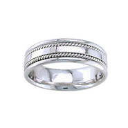 7mm Hand-Woven Double Rope Braided Wedding Band for Men - 14K White Gold