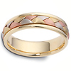 Dora Rings - 6mm Wide Braid Inlay Woven Wedding Band in 14K TriGold