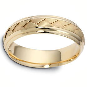 Dora Rings - 5.5mm Wide Braid Raised Inlay Woven Wedding Band in 18K Yellow Gold