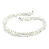 18' 3 Strand 4-5mm  FW Rice Pearl Necklace w/ Silver Lobster Clasp, (pearl grade AAA)