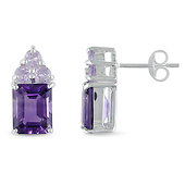 5 1/4 CT TGW Amethyst Pink Amethyst Ear Pin Earrings Silver