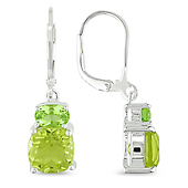 5 7/8 CT TGW Peridot Lemon Quartz LeverBack Earrings Silver