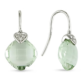 0.05 CT Diamond TW And 9 CT TGW Green Amethyst Shepard hook Earrings 14k White Gold GHI I1;I2