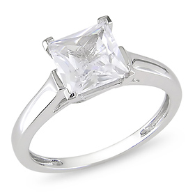 10K White Gold Created White Sapphire Ring