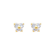 Butterfly 14K Yellow Gold CZ Month Birthstone Stud Earrings